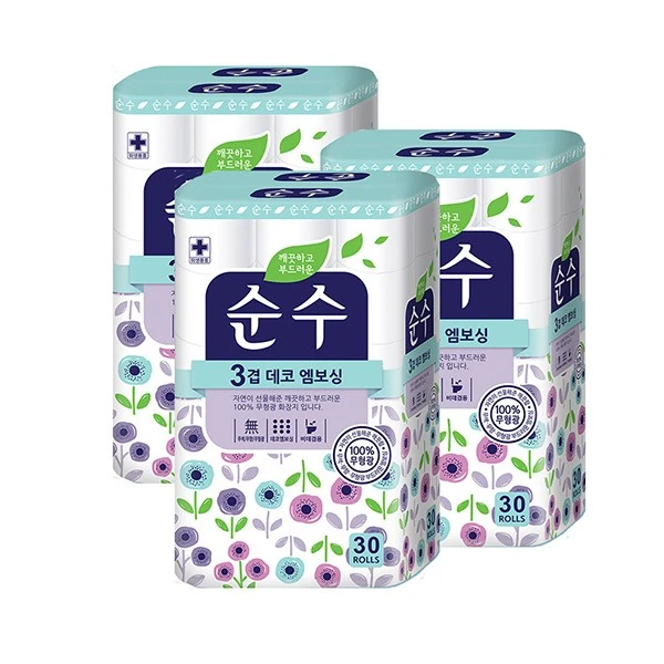 순수 3겹 데코 엠보싱 휴지 제품 사진